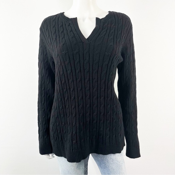 Charter Club Black Cable Knit Sweater Size 1X Casual Classic Winter Preppy NEW - Picture 3 of 10